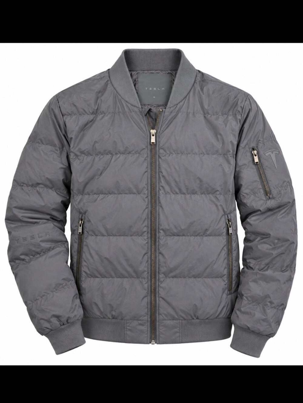 Tesla Men’s XL Gray Lightweight Quilted Bomber Jacket